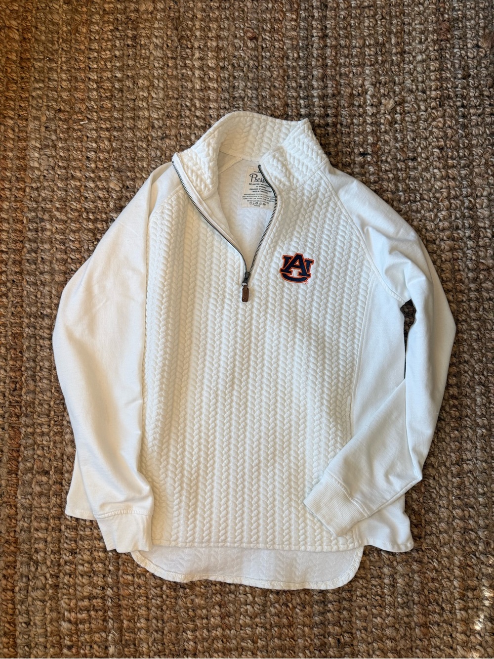 Pressbox Auburn Tigers White Quilted Quarter-Zip Pullover